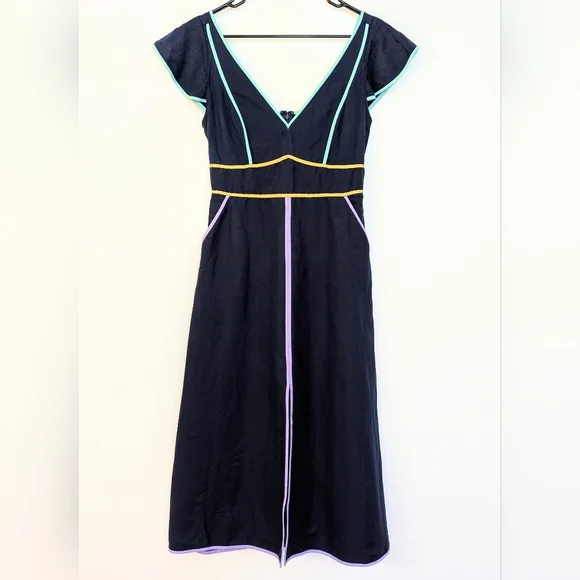 Kate Spade Linen Contrast Trim Dress - Picture 3 of 5